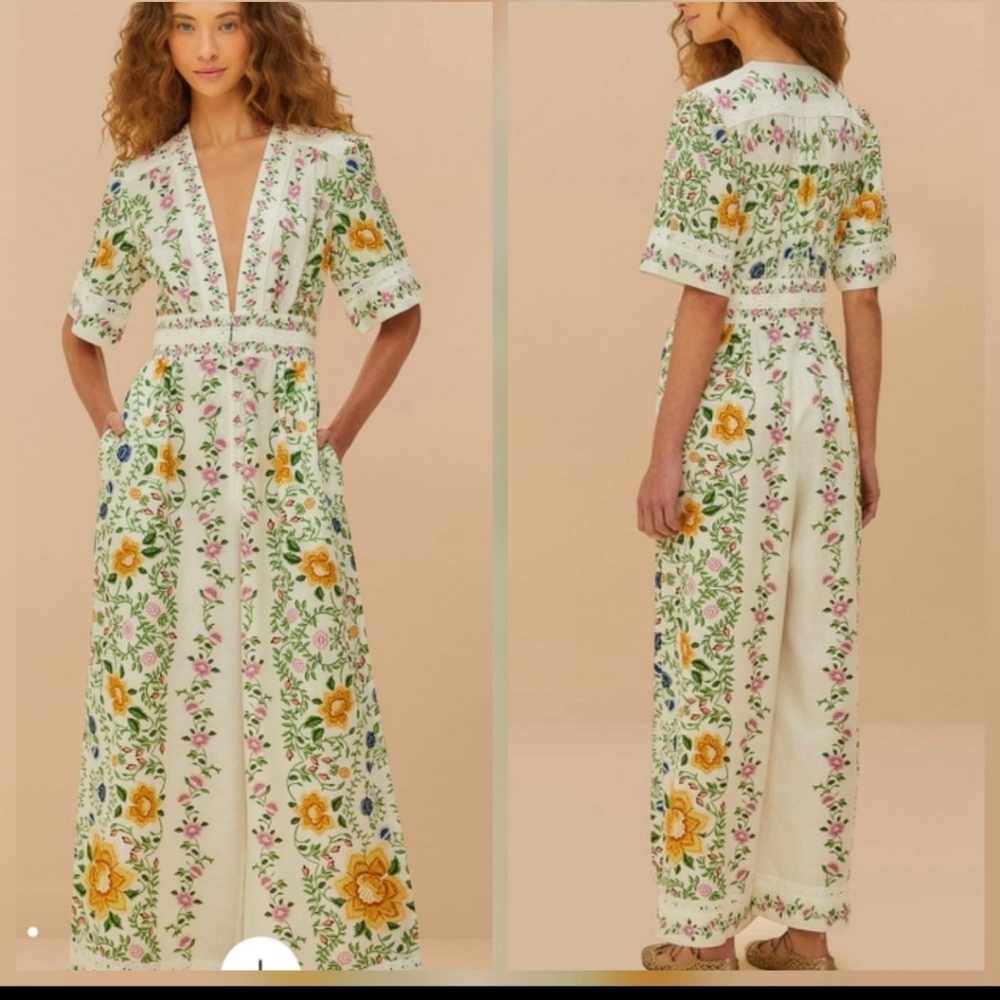 Farm Rio Folk Floral Jumpsuit
